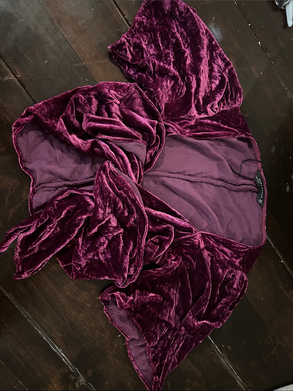 Zara Velvet wrap top  - Plum